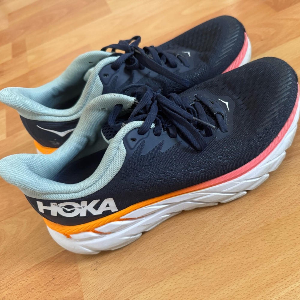 Hoka Blue and Gray Athletic Shoes